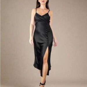 Zara Satin Lingerie Style Black Maxi Dress NWT XS